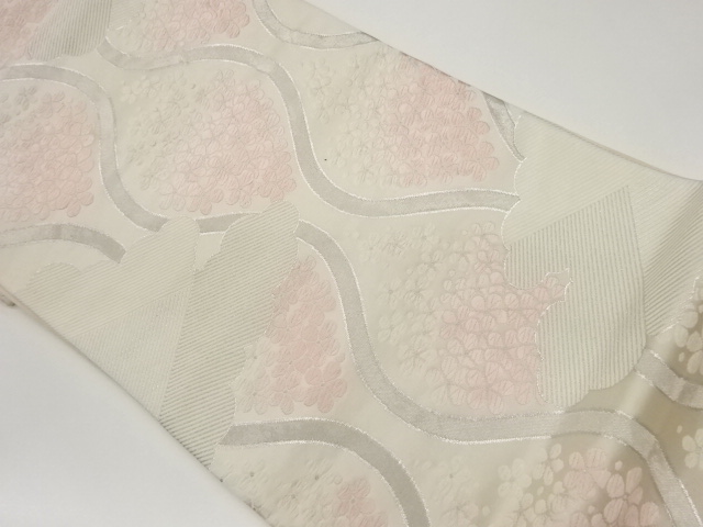 JAPANESE KIMONO / VINTAGE FUKURO OBI / WOVEN FLOWER & TATEWAKU PATTERN